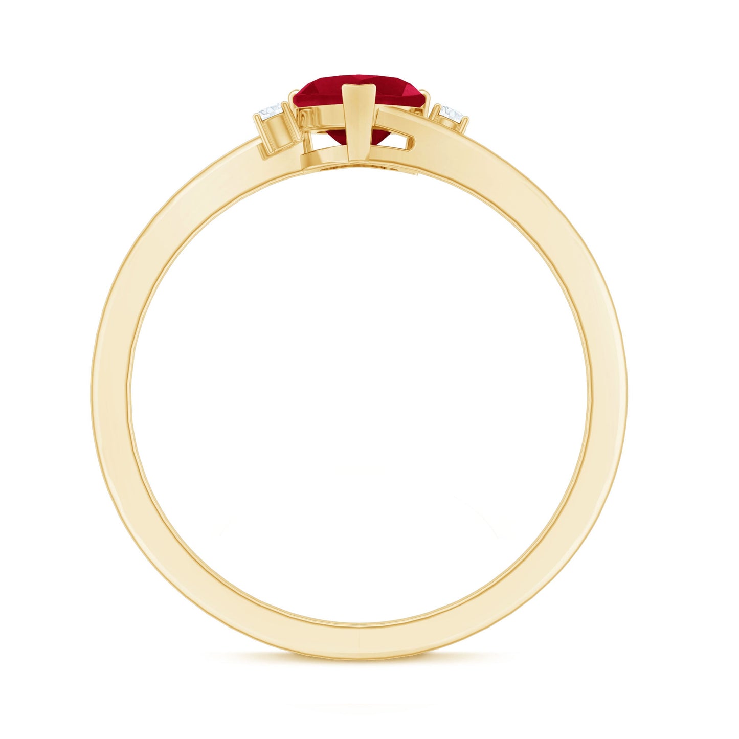 Real 0.6 Carat Ruby Diamond Heart Promise Ring with Bypass Shank