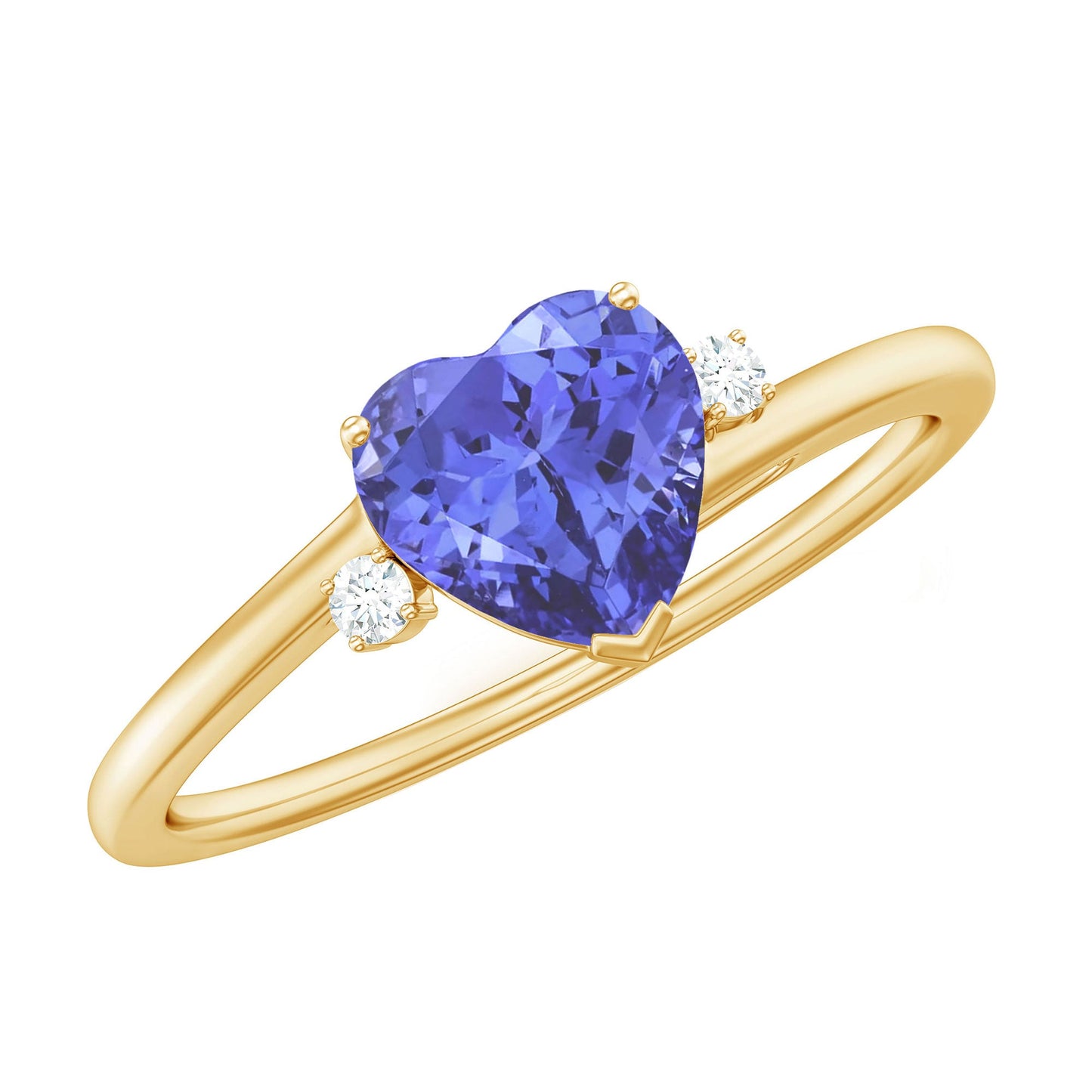 Certified Real Tanzanite Heart Promise Ring with Diamond