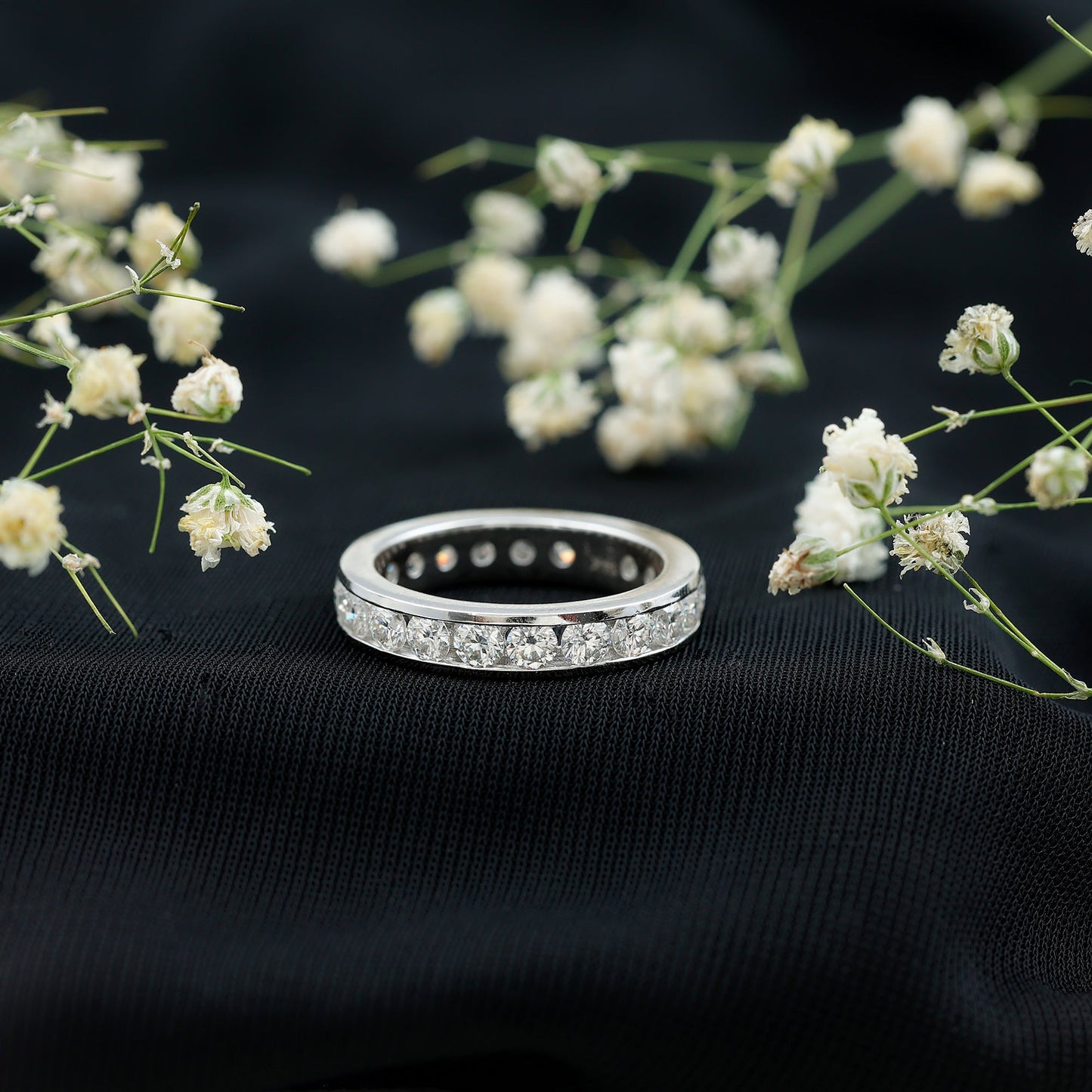 Channel Set Round Moissanite Full Eternity Band Ring