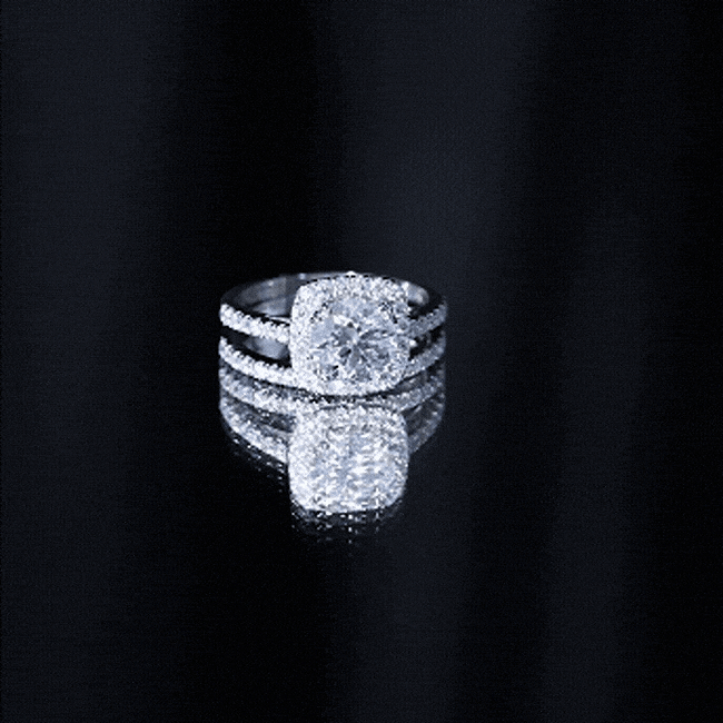 2 Carat Cubic Zirconia Engagement Ring with Wedding Band in Silver