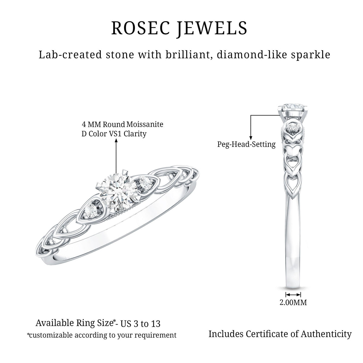 Designer Moissanite Promise Ring for Her