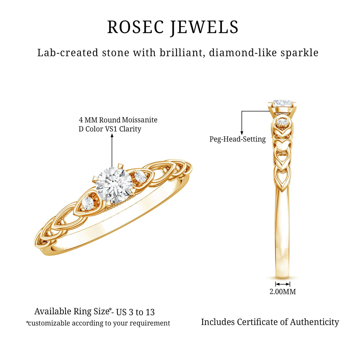 Designer Moissanite Promise Ring for Her