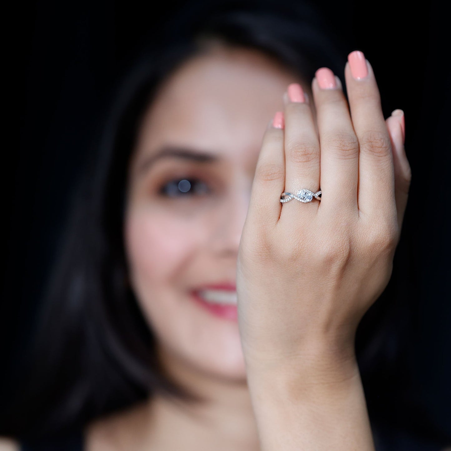 Toi Et Moi Round Moissanite Infinity Promise Ring