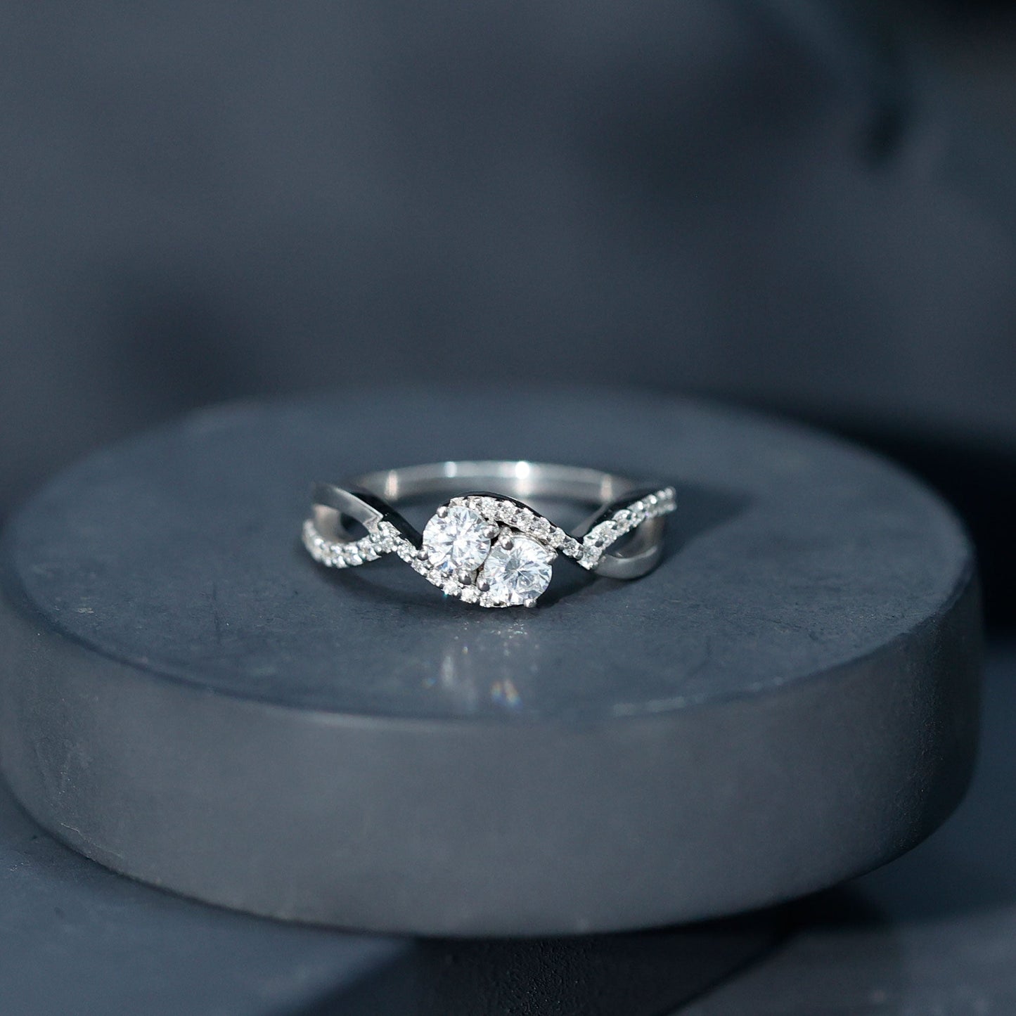 Toi Et Moi Round Moissanite Infinity Promise Ring