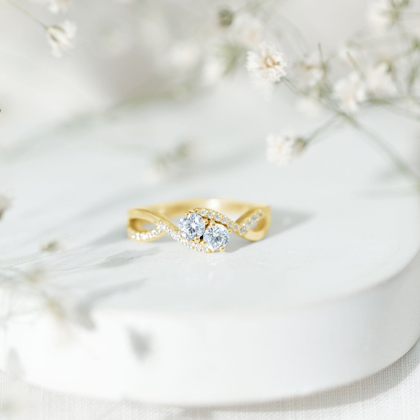 Toi Et Moi Round Moissanite Infinity Promise Ring