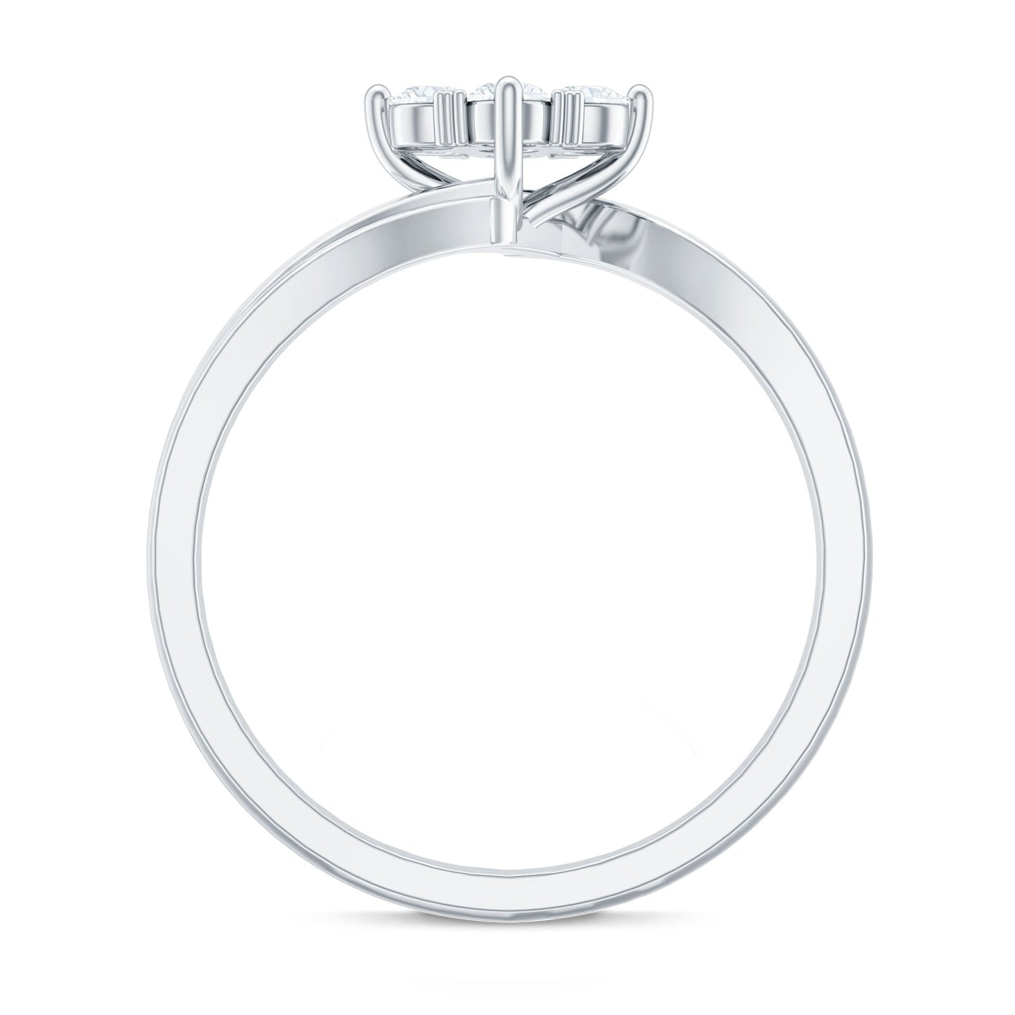 Round Moissanite Flower Proposal Ring in Bypass Shank