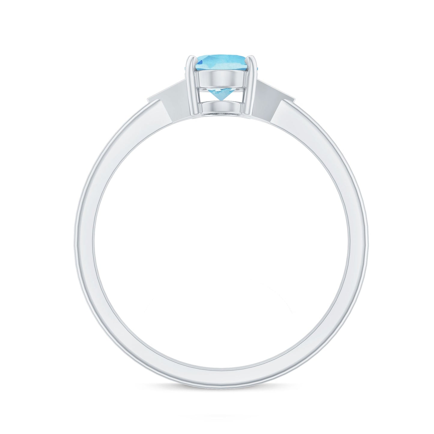 Genuine 1 Carat Aquamarine Oval Engagement Ring with Diamond