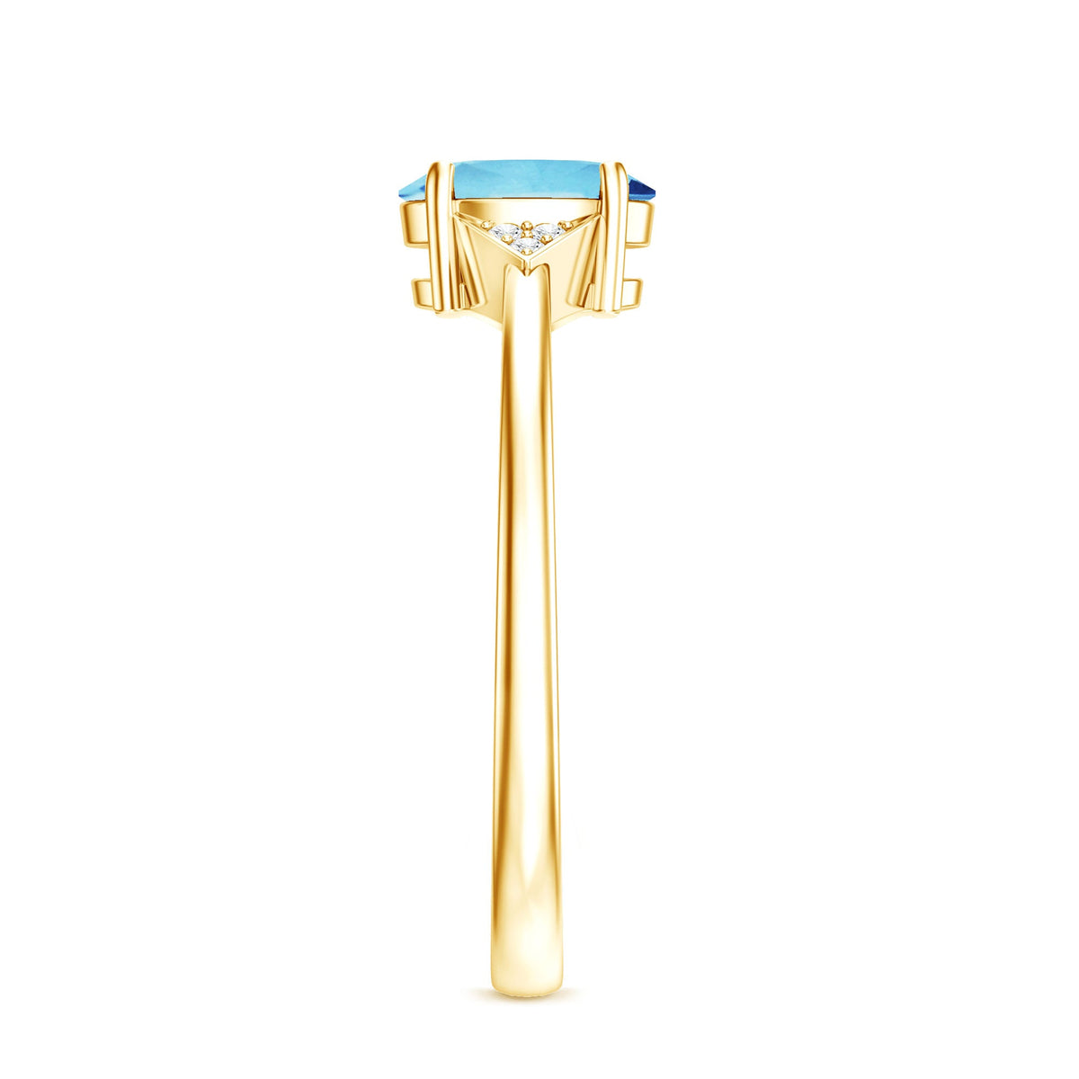 Genuine 1 Carat Aquamarine Oval Engagement Ring with Diamond