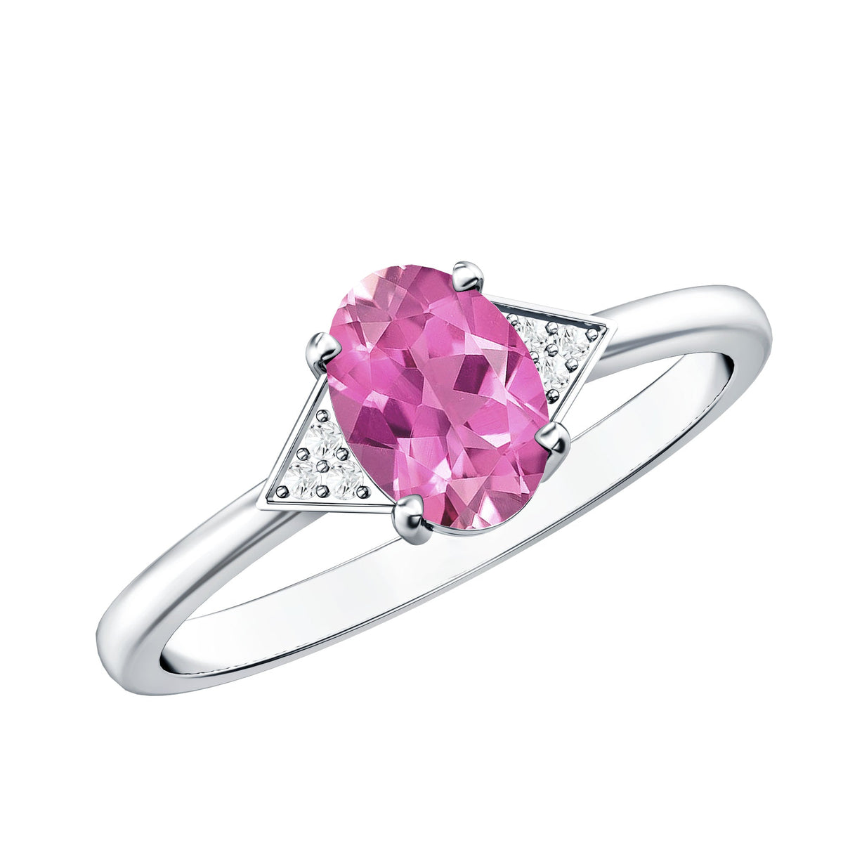 1 Carat Pink Tourmaline Oval Engagement Ring with Diamond
