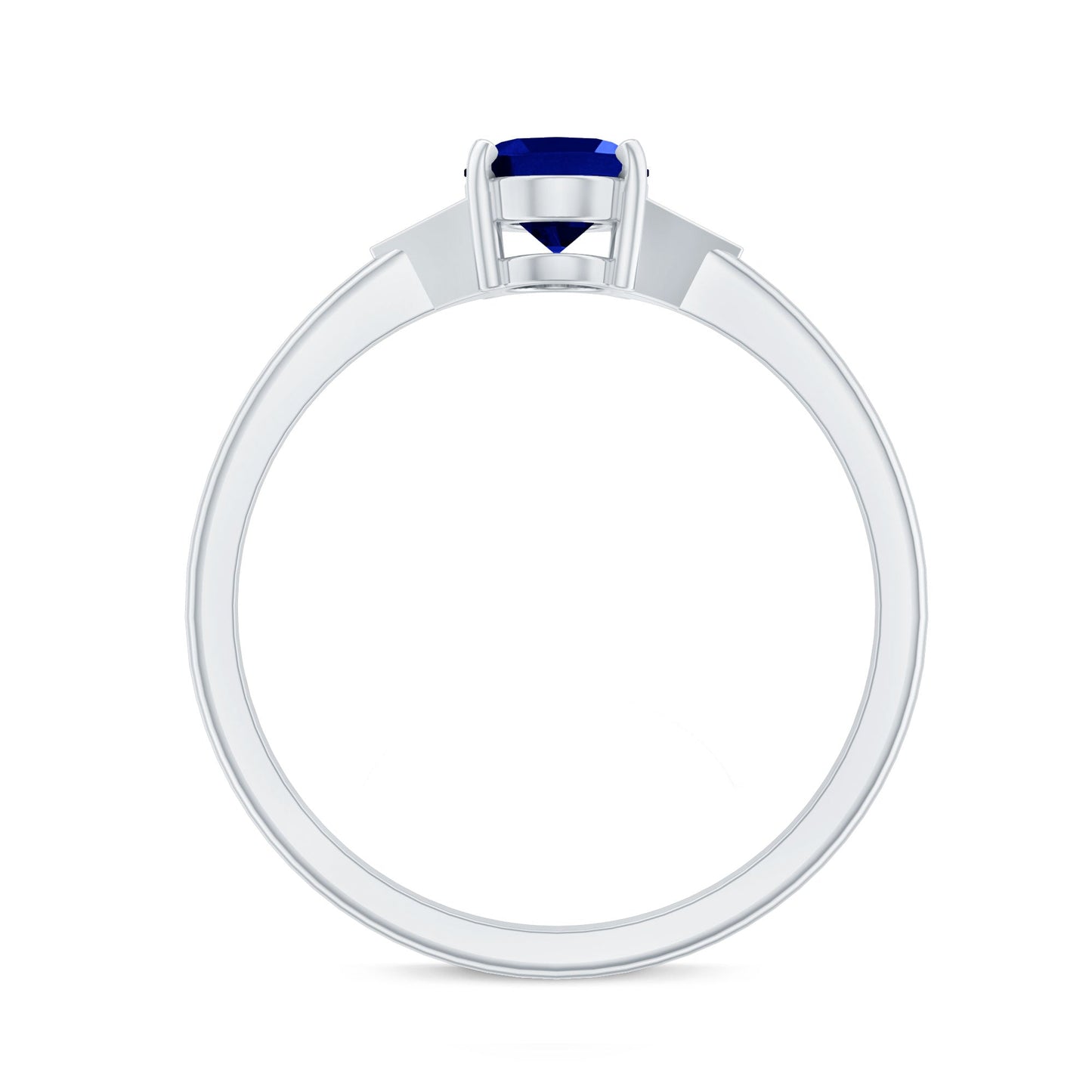 Certified 1 Carat Lab Grown Blue Sapphire Oval Engagement Ring with Diamond Trio