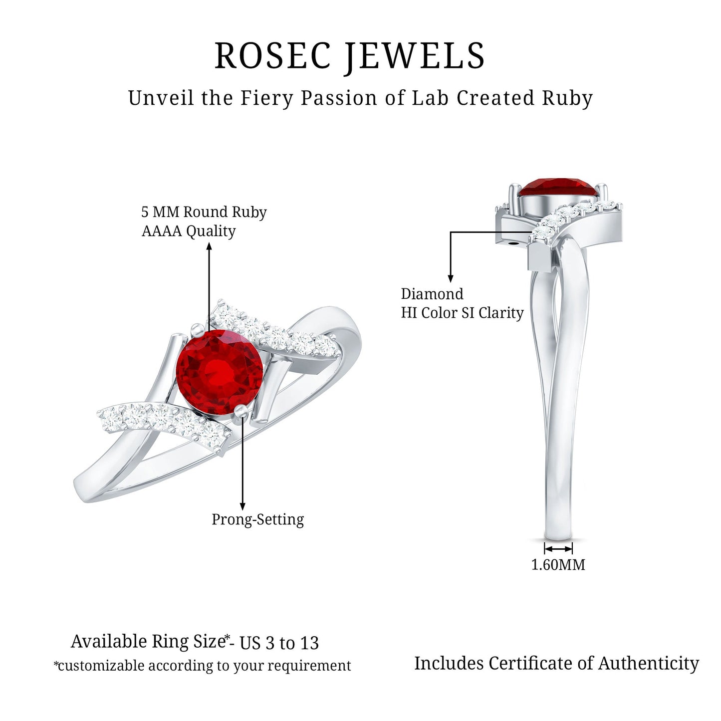 Lab Created Ruby and Diamond Promise Ring for Her