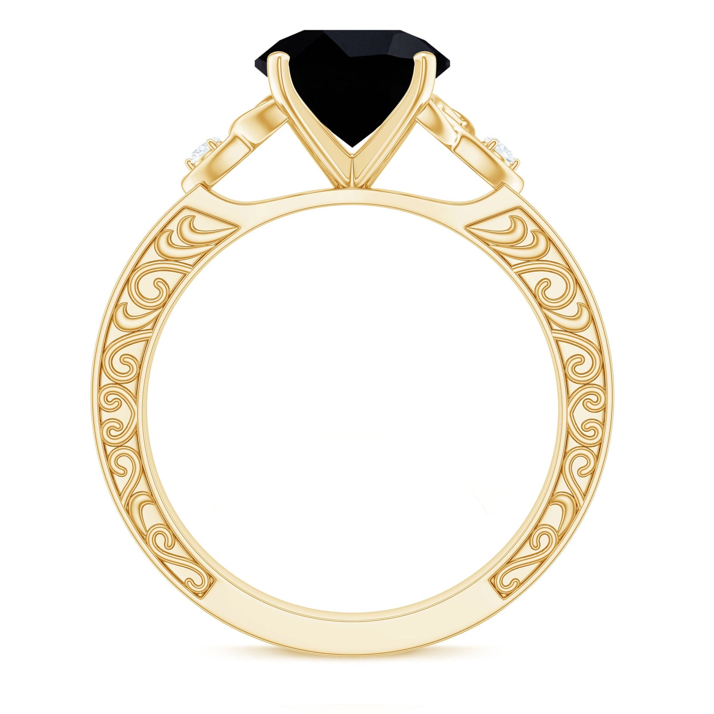 Vintage Inspired Black Onyx Celtic Engagement Ring with Diamond