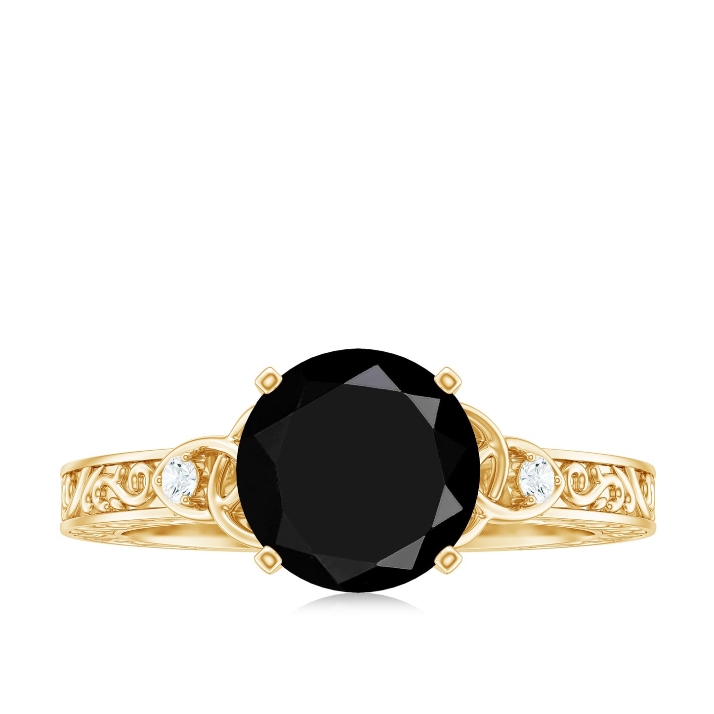 Vintage Inspired Black Onyx Celtic Engagement Ring with Diamond
