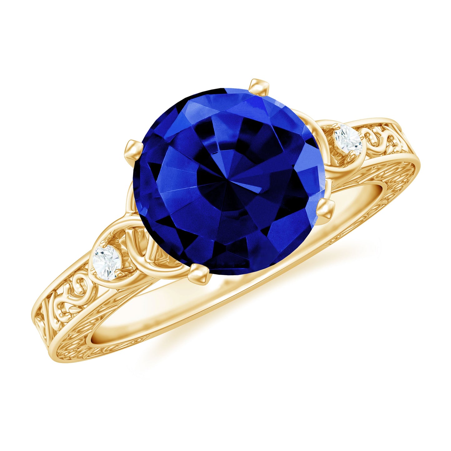 Certified 2.7 Carat Lab Grown Blue Sapphire Celtic Engagement Ring with Diamond