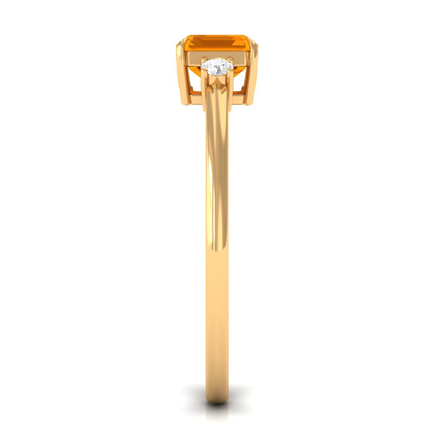 1 Carat Octagon Cut Fire Opal East West Engagement Ring with Diamond