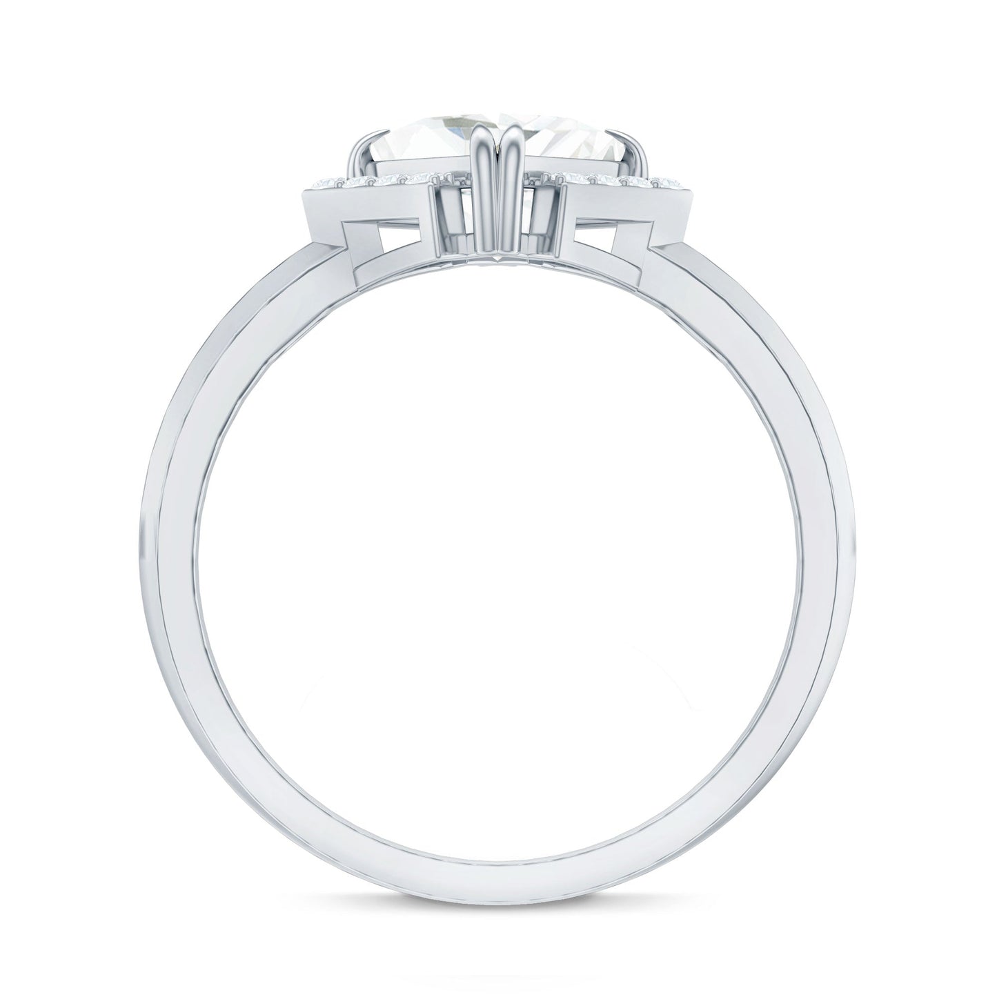 Princess Cut Certified Moissanite Halo Engagement Ring