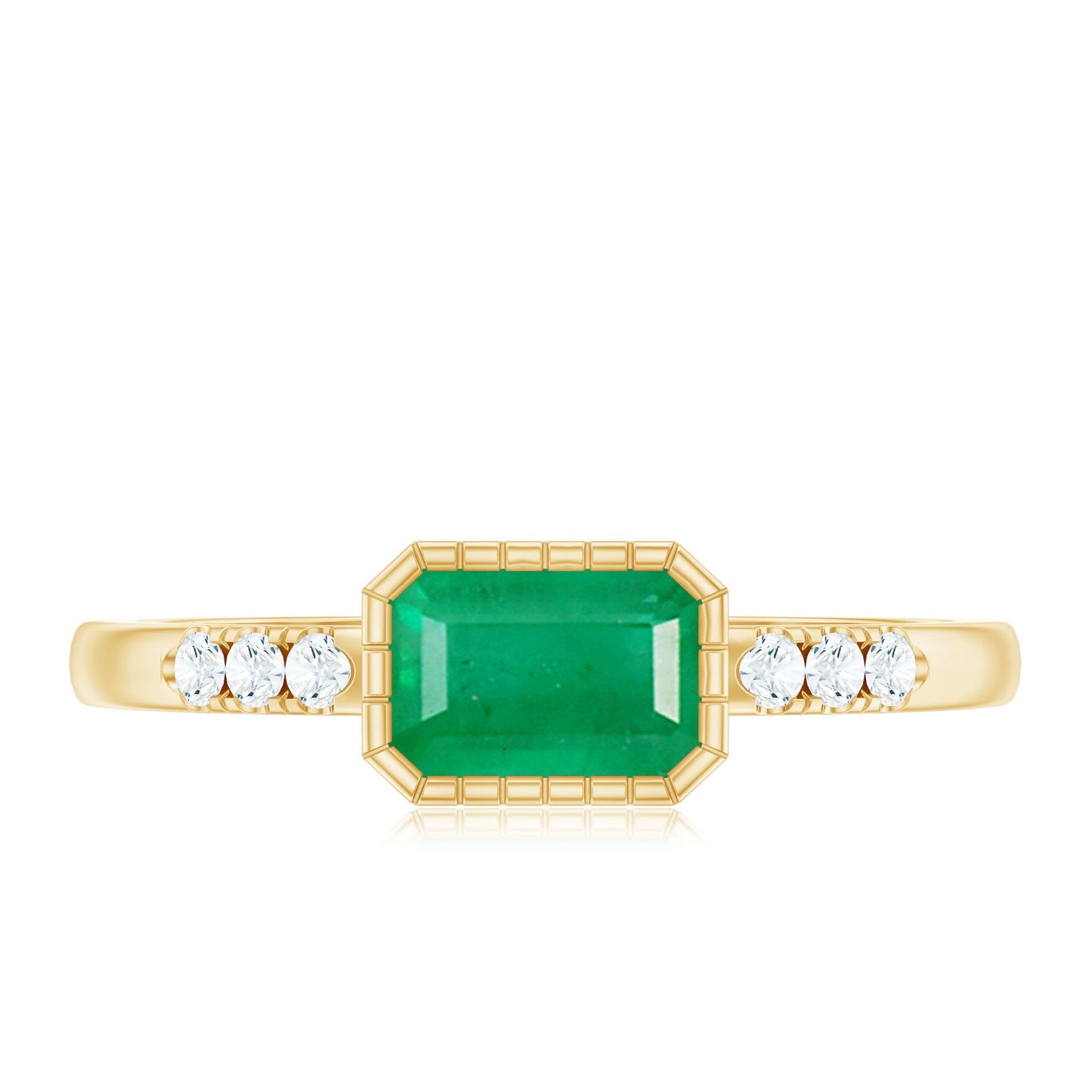 Natural Emerald Diamond Emerald Cut Engagement Ring in East West Style