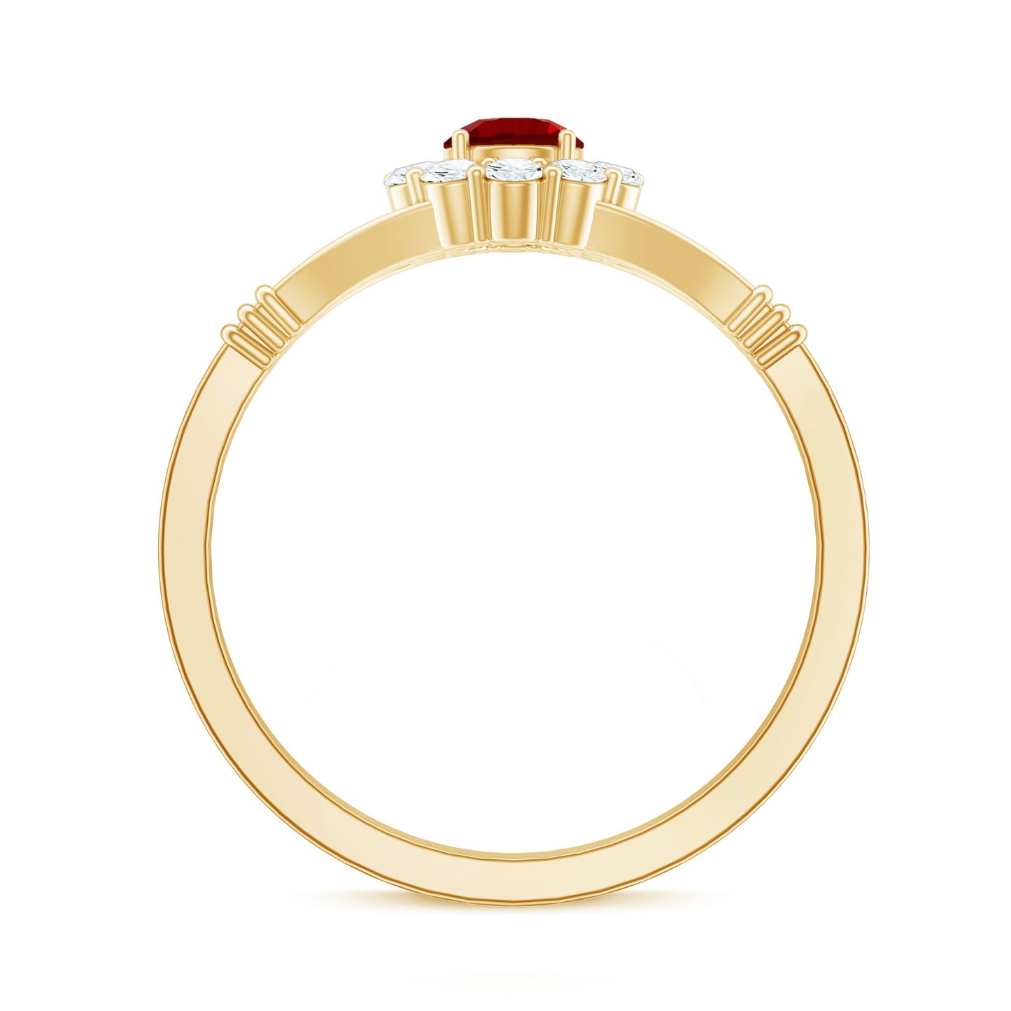Lab Grown Ruby and Diamond Split Shank Engagement Ring