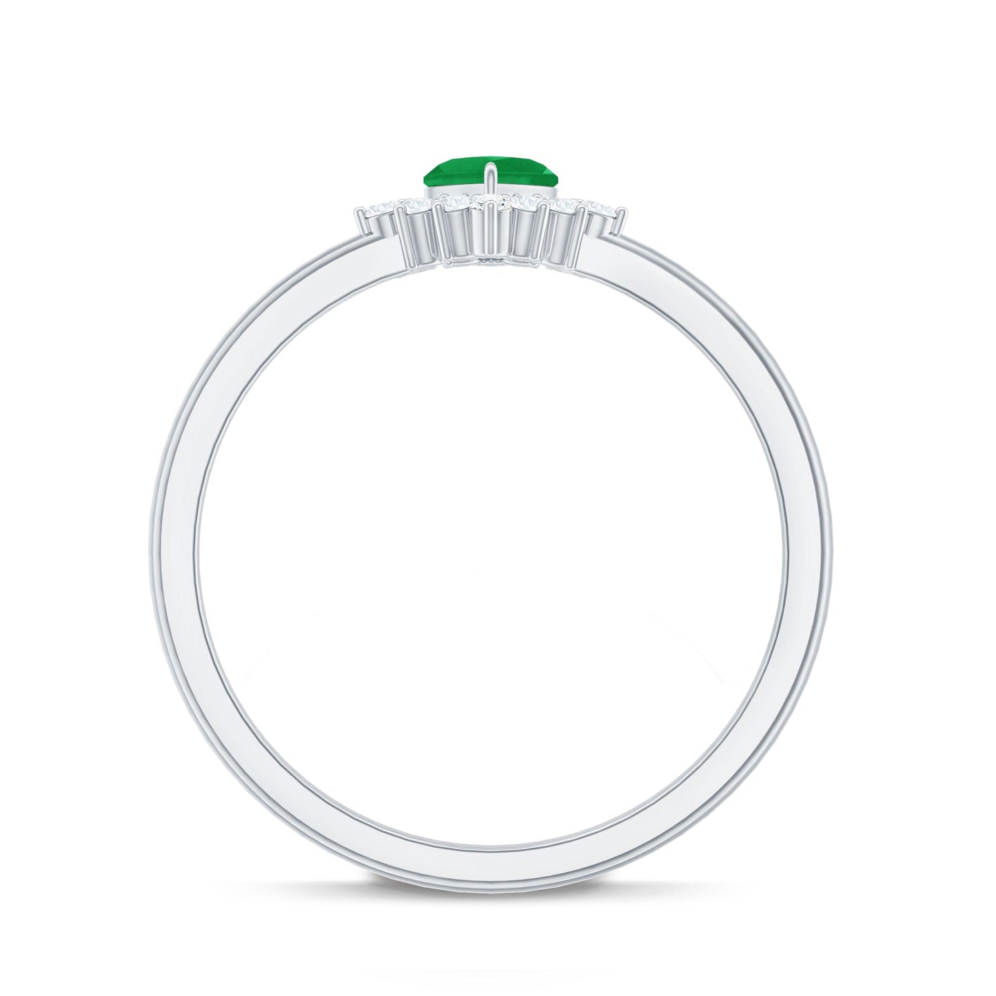 Heart Shape Emerald and Diamond Promise Ring