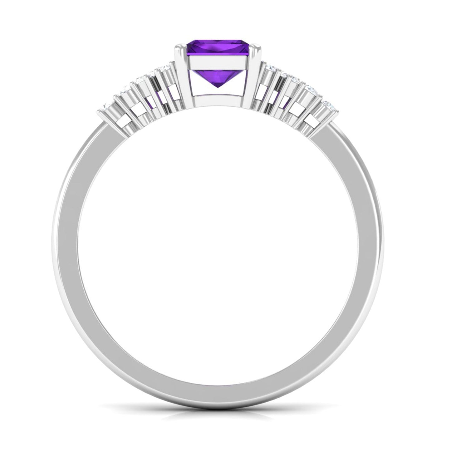 Natural 1.4 Carat Amethyst Emerald Cut Engagement Ring