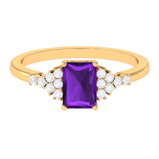 Natural 1.4 Carat Amethyst Emerald Cut Engagement Ring