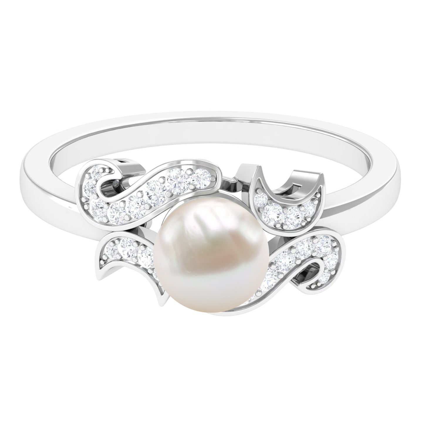 Designer 3 Carat Freshwater Pearl Engagement Ring with Diamond