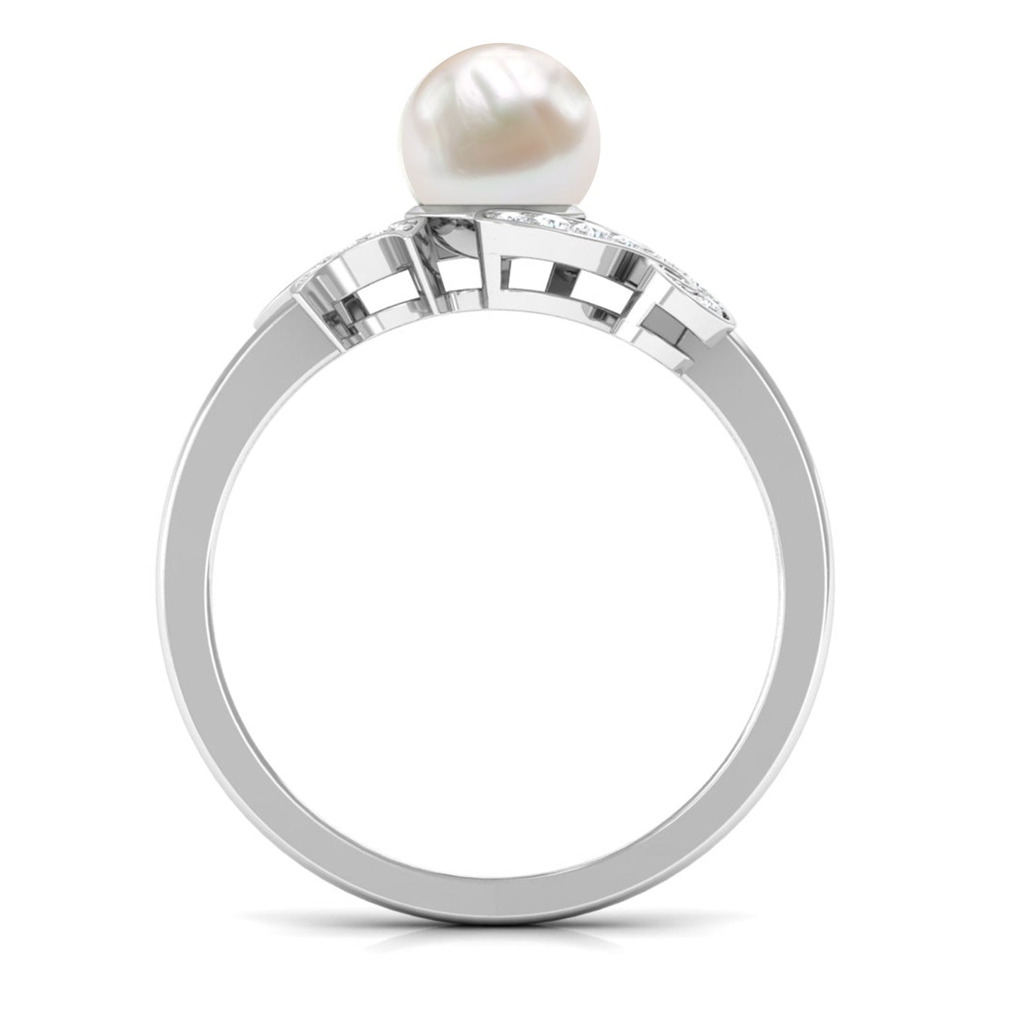 Designer 3 Carat Freshwater Pearl Engagement Ring with Diamond