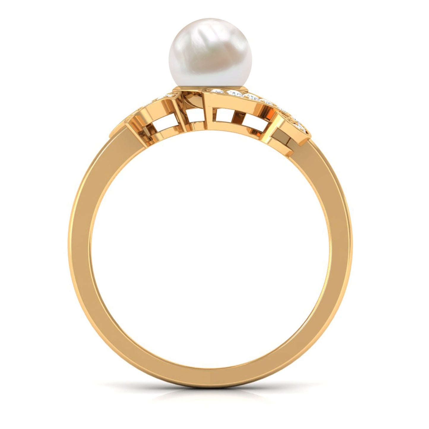 Designer 3 Carat Freshwater Pearl Engagement Ring with Diamond
