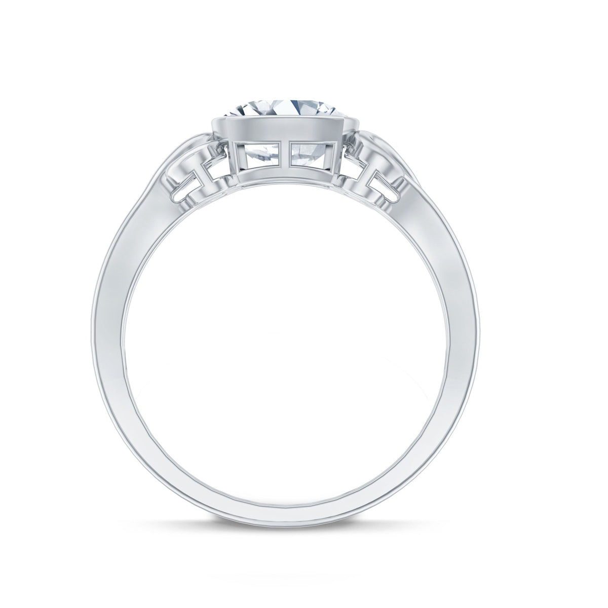 Vintage Style Cushion Moissanite Solitaire Ring in Bezel Setting