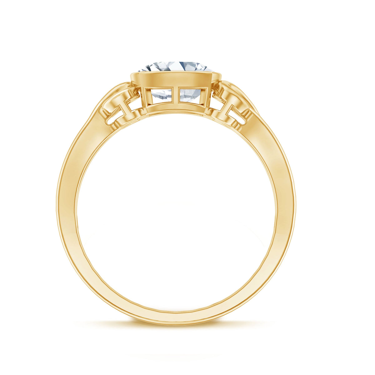 Vintage Style Cushion Moissanite Solitaire Ring in Bezel Setting