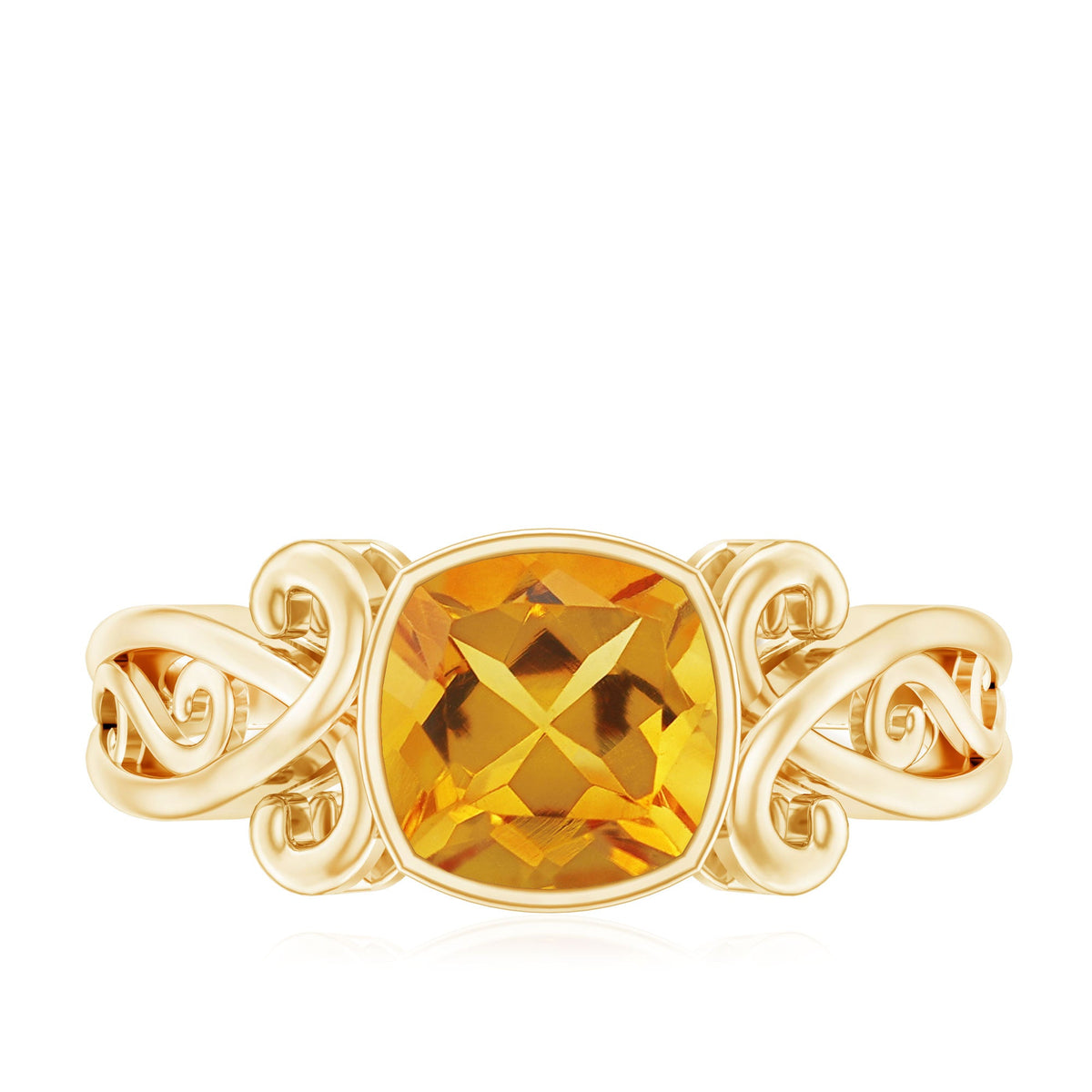 Vintage Inspired Citrine Engagement Ring in Bezel Setting