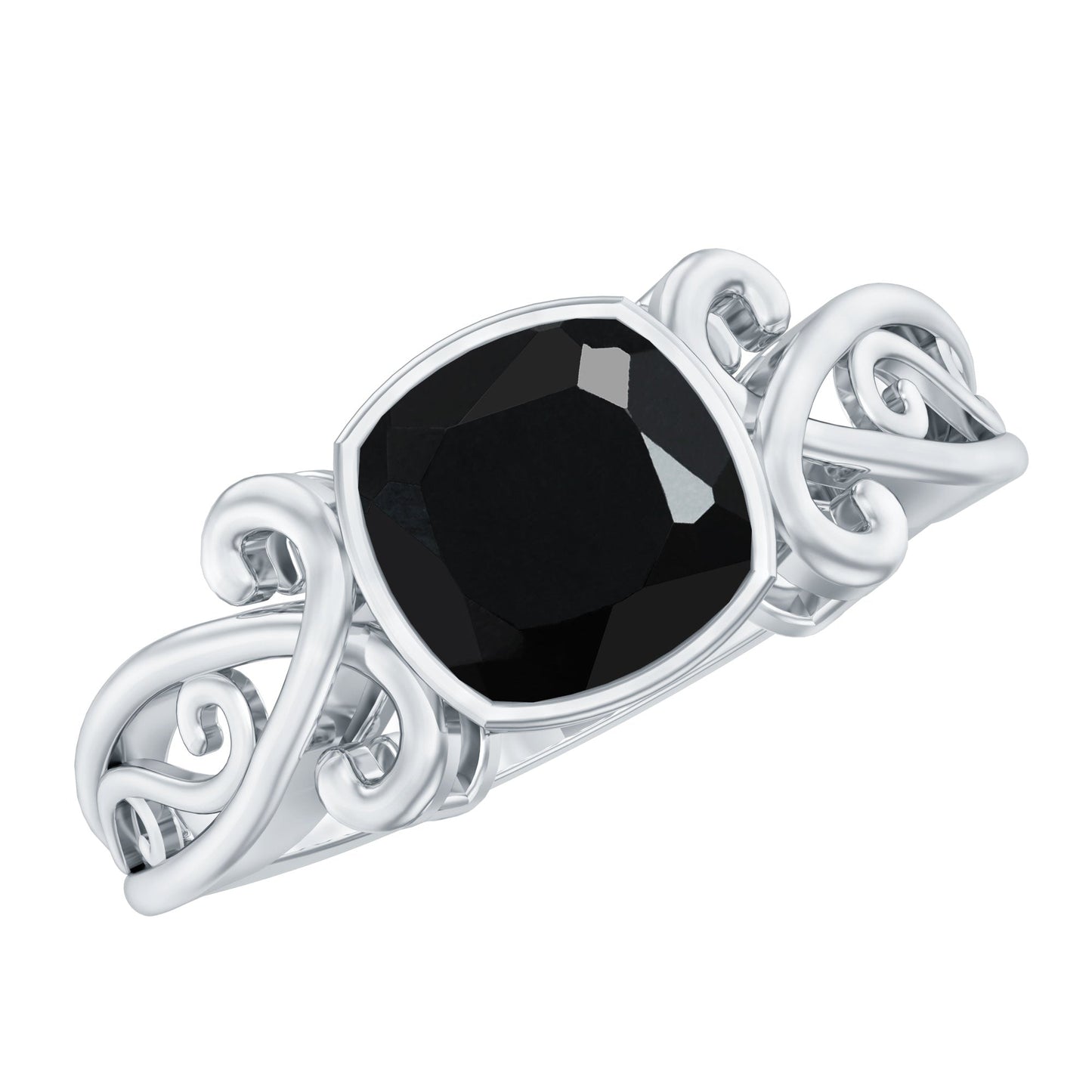Vintage Style 2.8 Carat Lab Grown Black Diamond Cushion Cut Engagement Ring