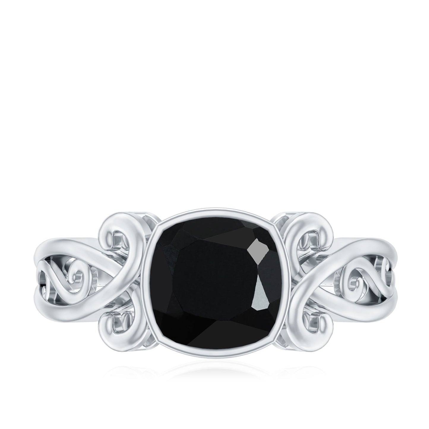 Vintage Style 2.8 Carat Lab Grown Black Diamond Cushion Cut Engagement Ring