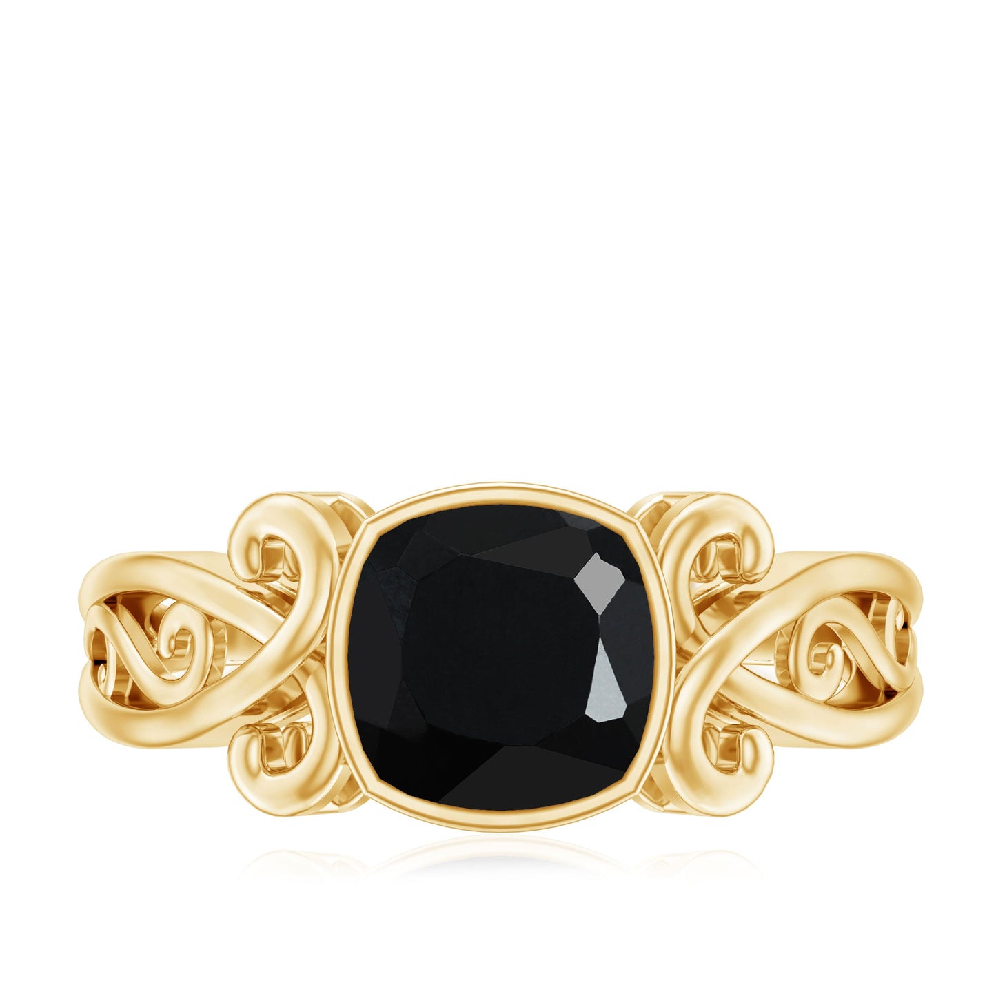 2 Carat Cushion Cut Black Onyx Vintage Engagement Ring For Women