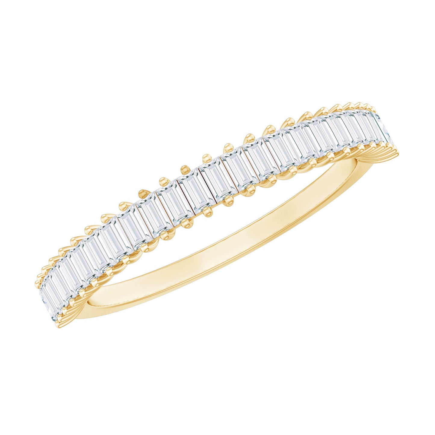 Certified Baguette Moissanite Half Eternity Band Ring