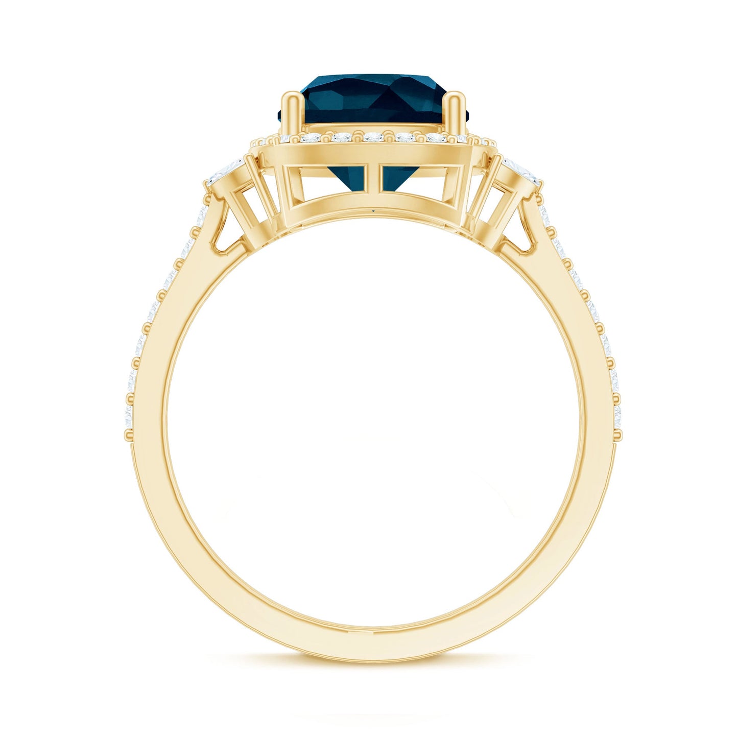 Certified Cushion Cut London Blue Topaz and Diamond Engagement Ring