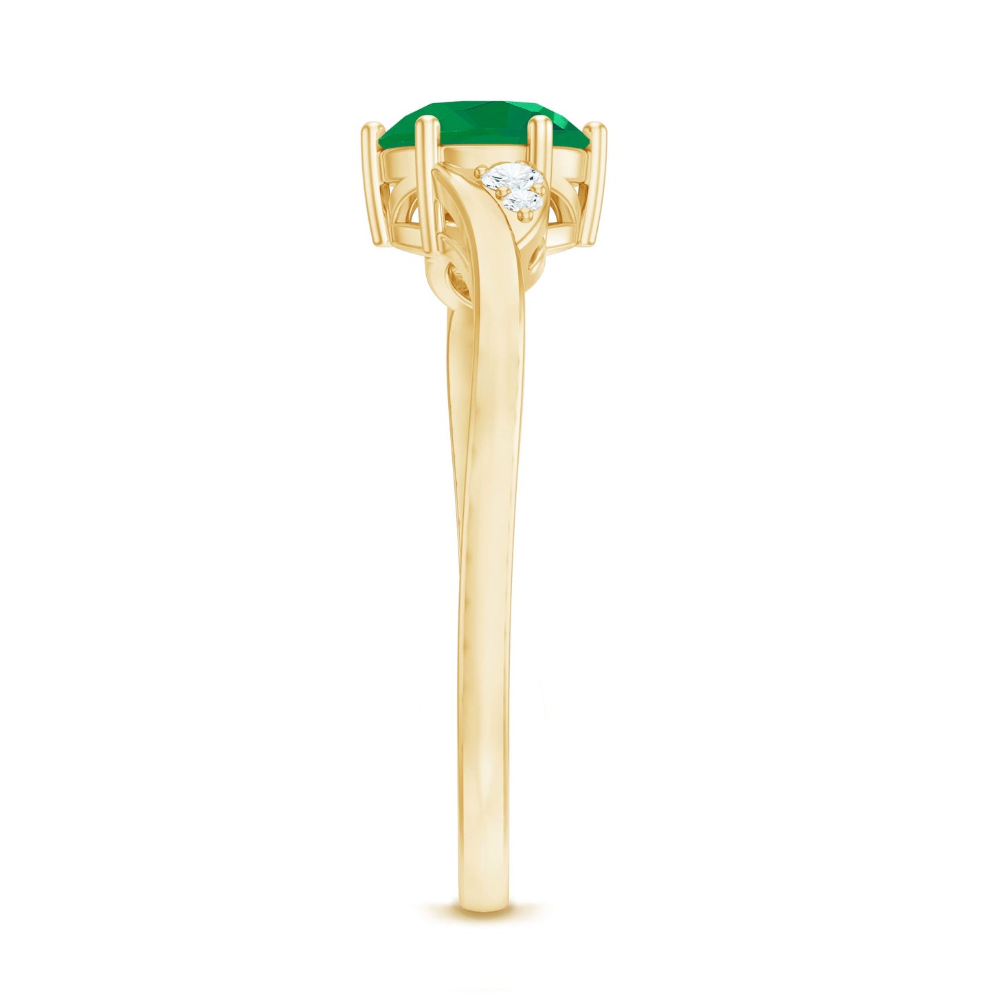 Certified Natural Emerald Promise Ring with Diamond
