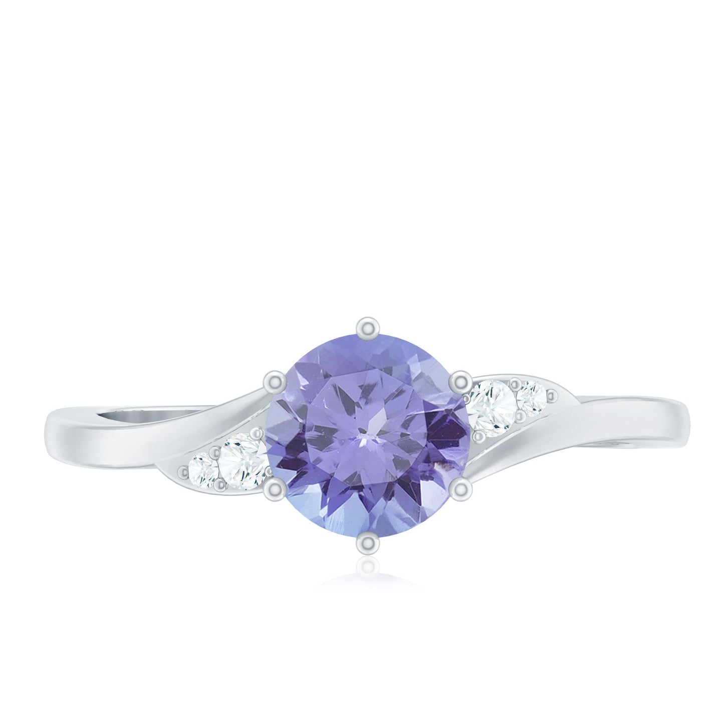 Natural Tanzanite Promise Ring with Diamond Bypass Shank