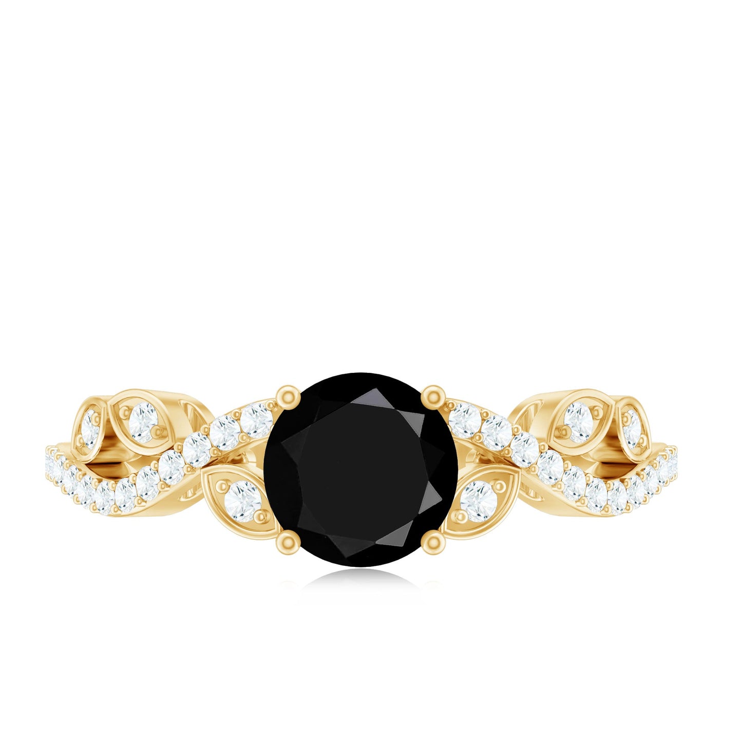 Certified 1.3 Carat Lab Grown Black Diamond Solitaire Engagement Ring with White Diamond