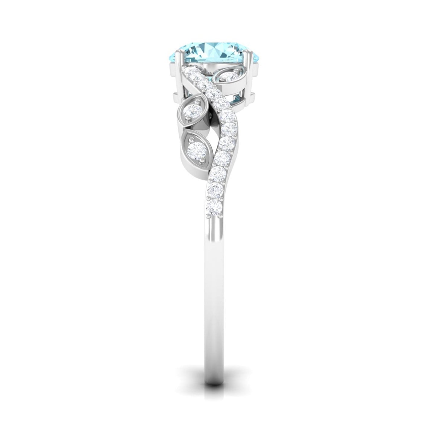 Nature Inspired Aquamarine Diamond Engagement Ring