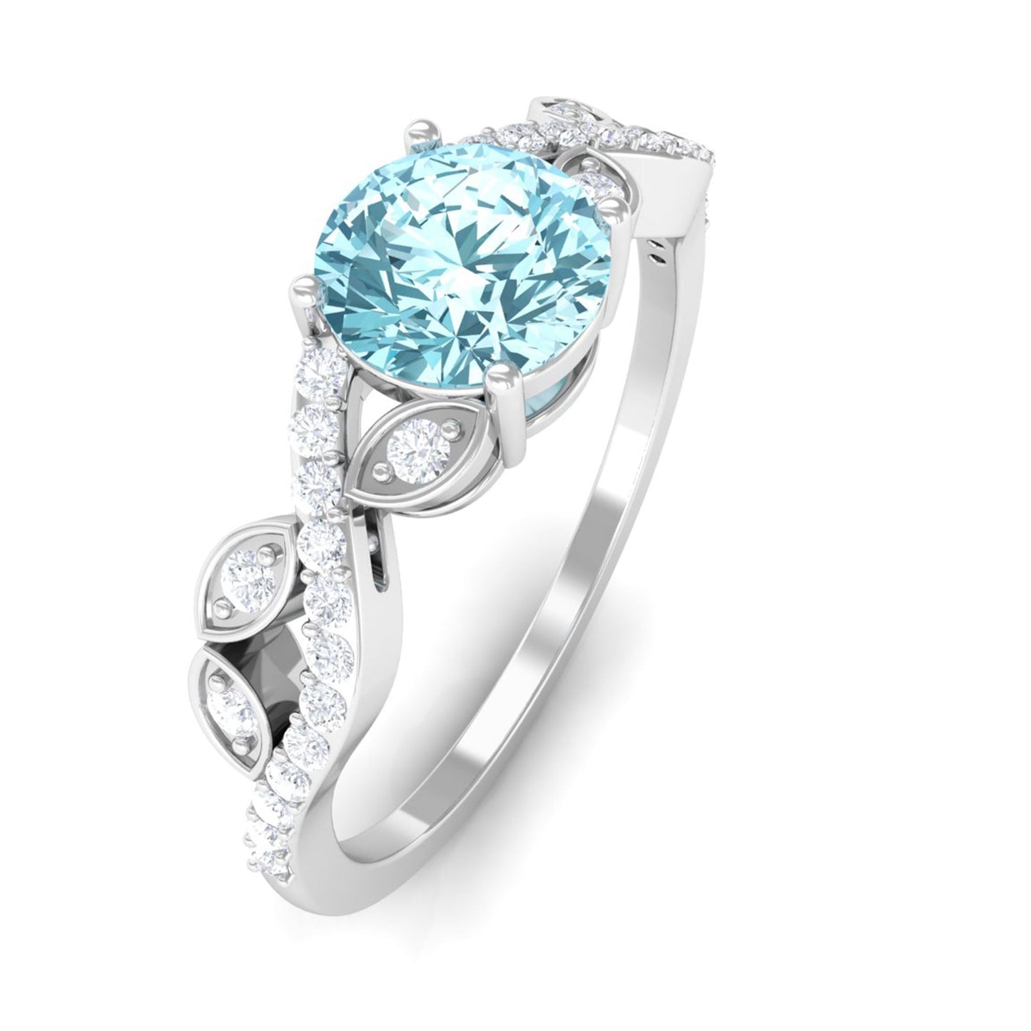Nature Inspired Aquamarine Diamond Engagement Ring