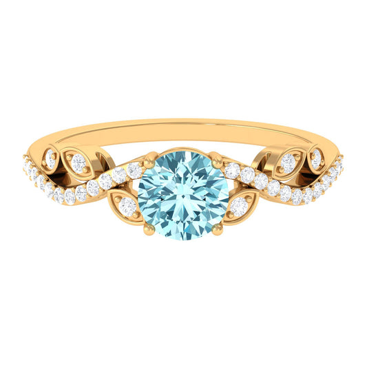 Nature Inspired Aquamarine Diamond Engagement Ring