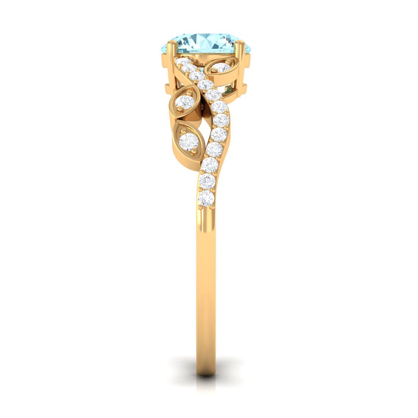 Nature Inspired Aquamarine Diamond Engagement Ring