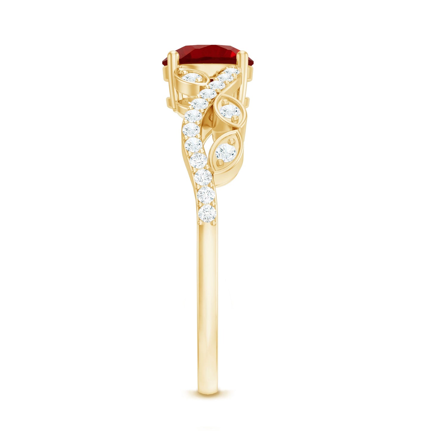 Nature Inspired Lab Created Ruby Engagement Ring with Diamonds