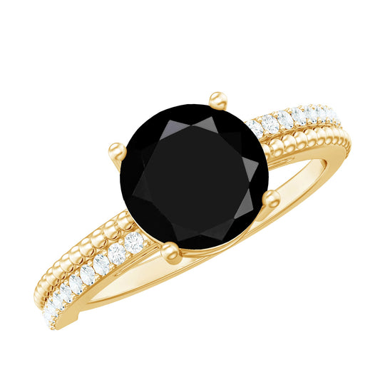 Certified 2 Carat Lab Grown Black and White Diamond Engagement Ring