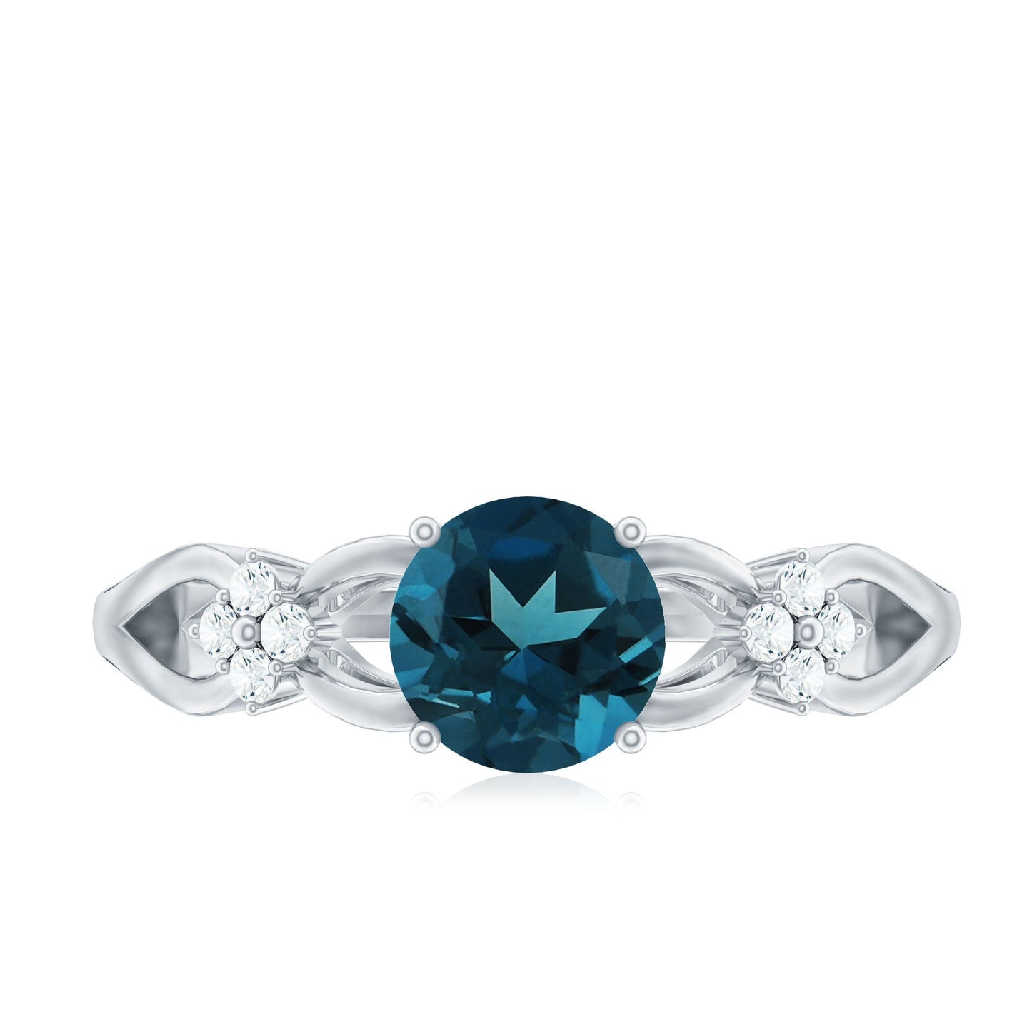 1.3 Carat London Blue Topaz Solitaire Engagement Ring with Diamond