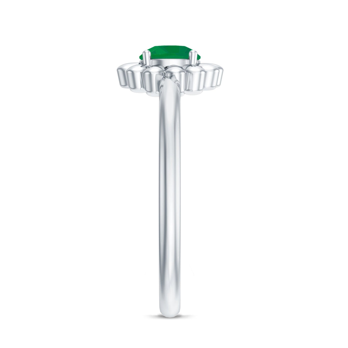 Certified Natural Emerald Flower Promise Ring with Certificate