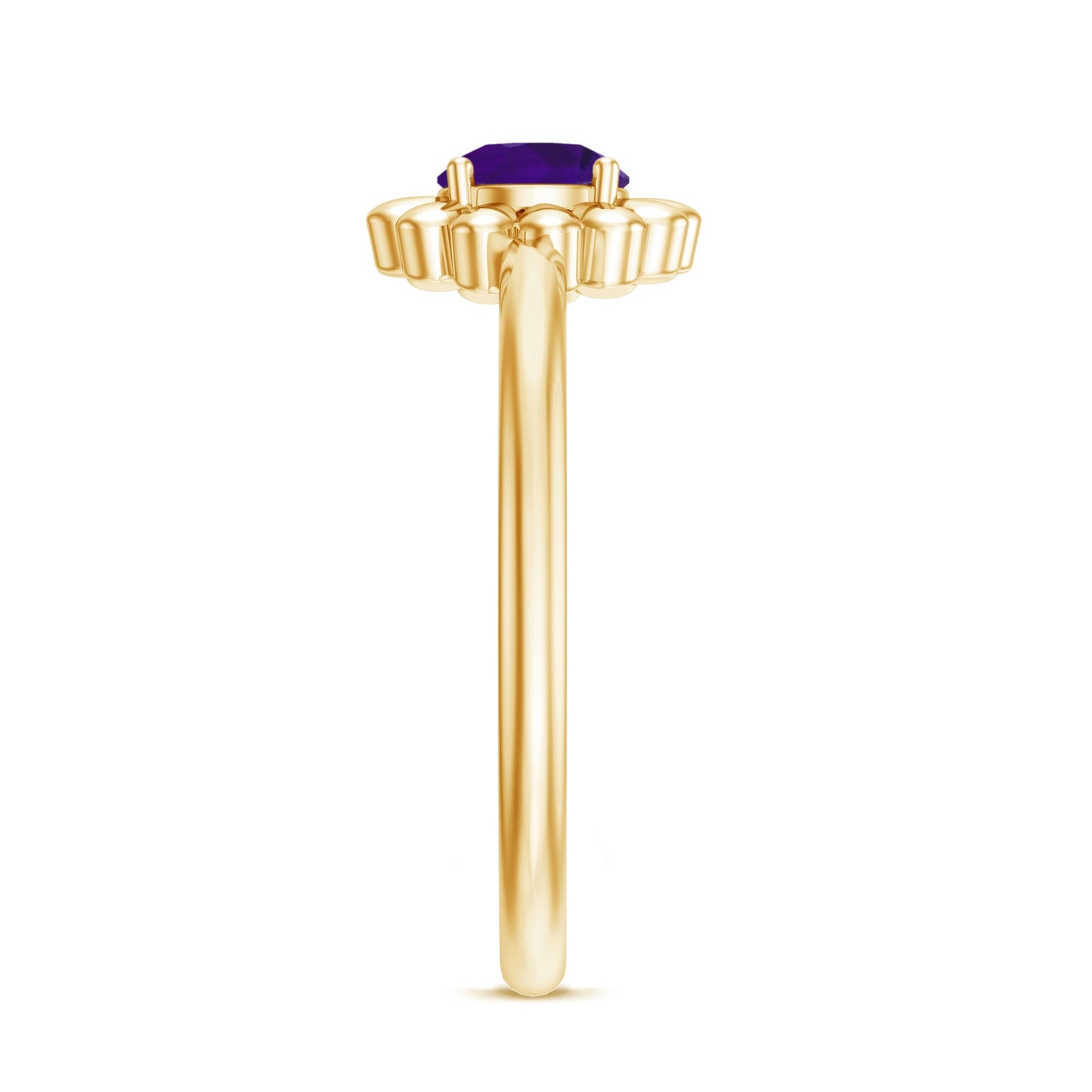 Round Cut Solitaire Amethyst Flower Promise Ring