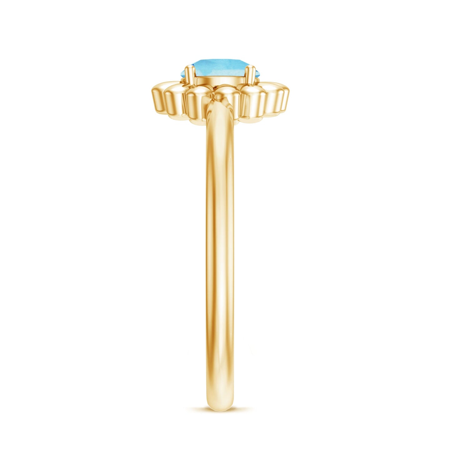 Natural Aquamarine Flower Promise Ring with Certificate