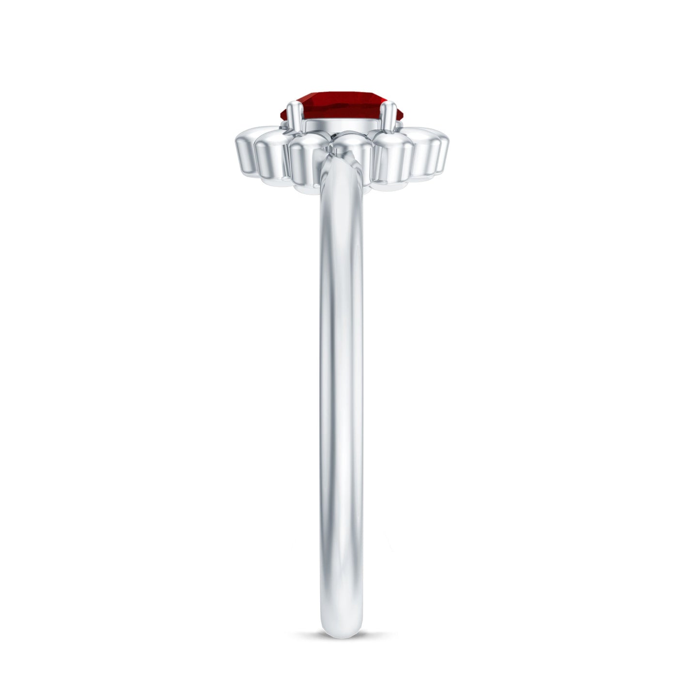 Solitaire Lab Grown Ruby Flower Promise Ring for Her